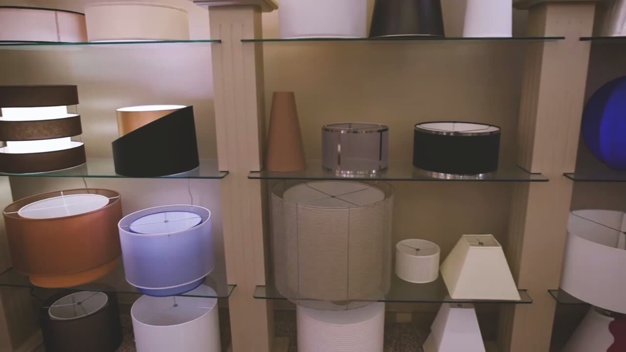 Lampshades on display in the Lampshades Inc. showroom in Bedford Park, Illinois